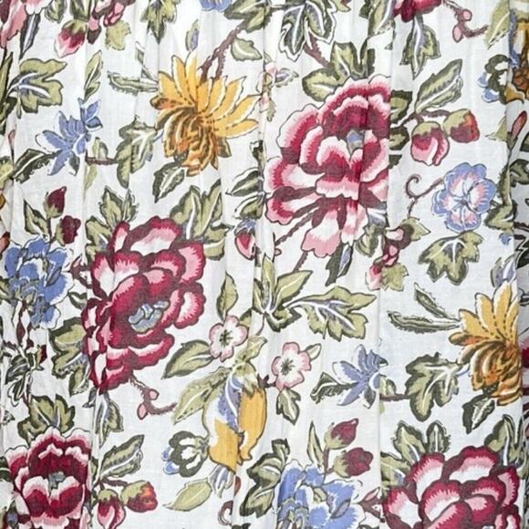 Loft Blouse Womens Small Petite White Multi Floral Cottagecore Boho Bohemain - Picture 6 of 8